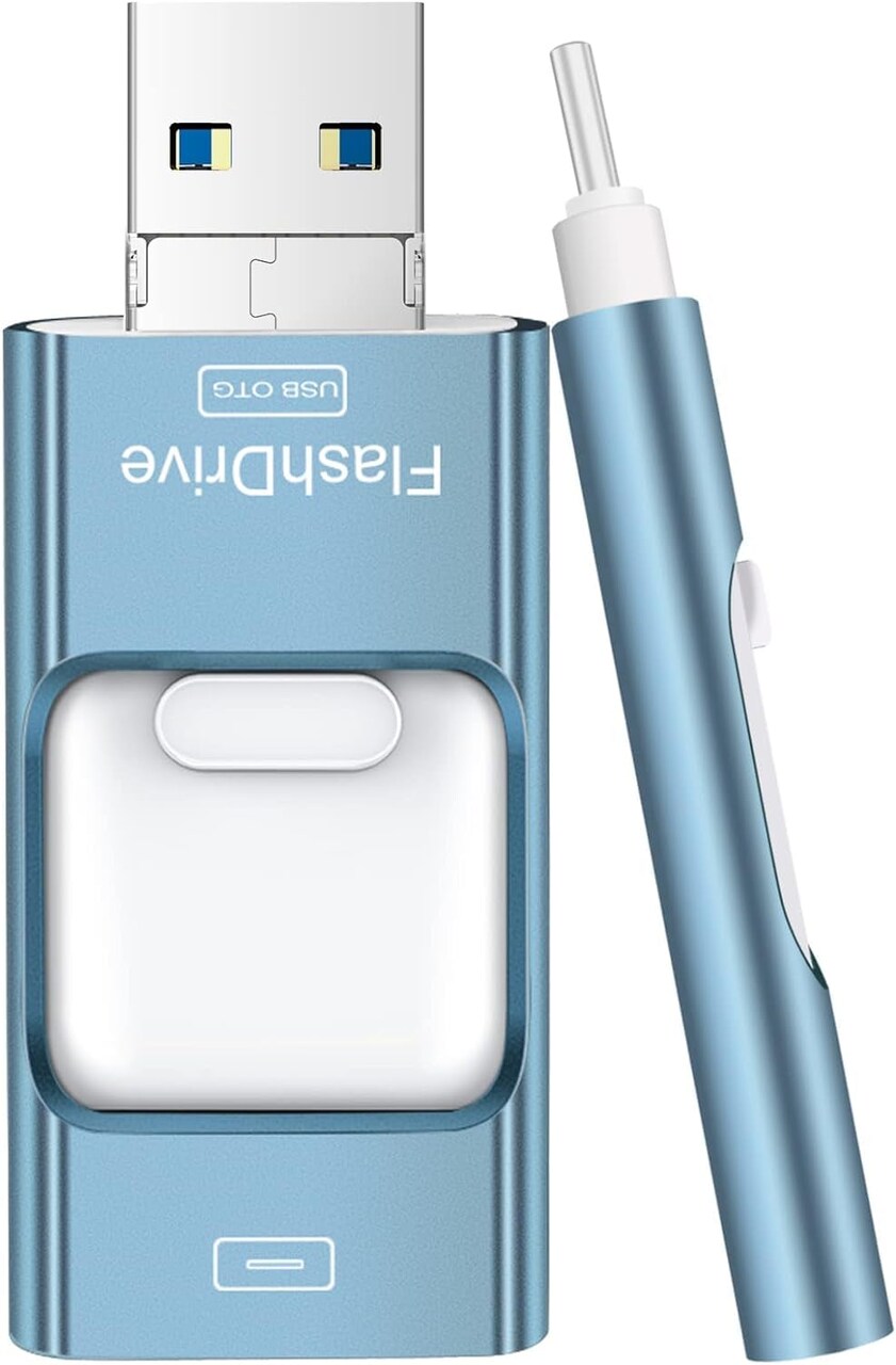 Thumb Drive for Iphone 512GB, 4 in 1 USB Type C Memory Stick, Photo Stick External Storage Flash Drive for Iphone Ipad Android Computer, Sky Blue